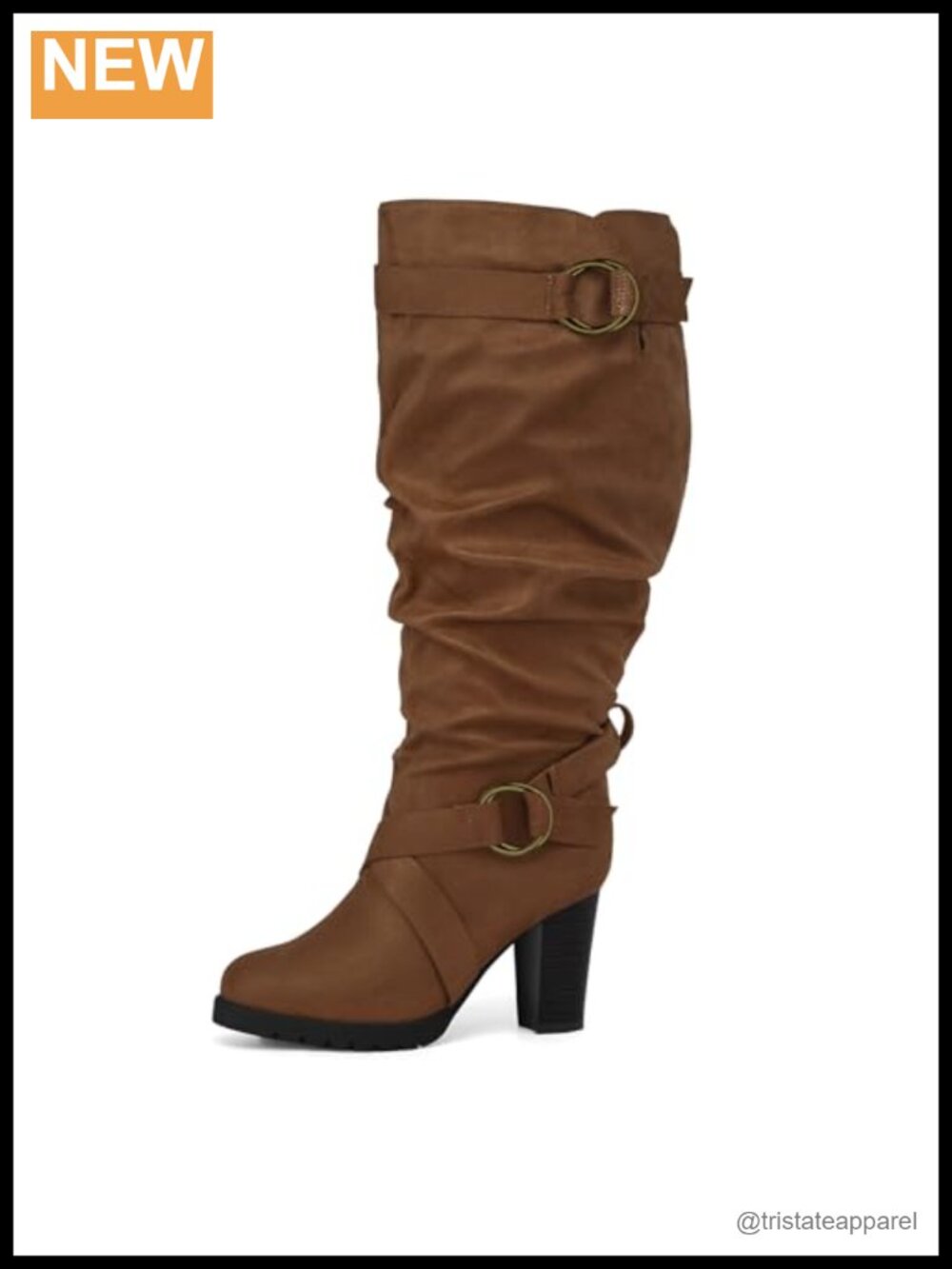 mysoft Women's Wide Calf Knee High Boots Winter Chunky Block Heel Zipper